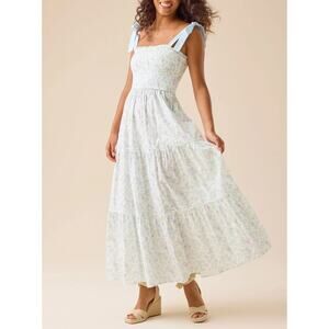 Altar'd State Gemma Floral Maxi Dress White Medium Cottage Coquette Romantic